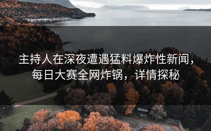 主持人在深夜遭遇猛料爆炸性新闻，每日大赛全网炸锅，详情探秘