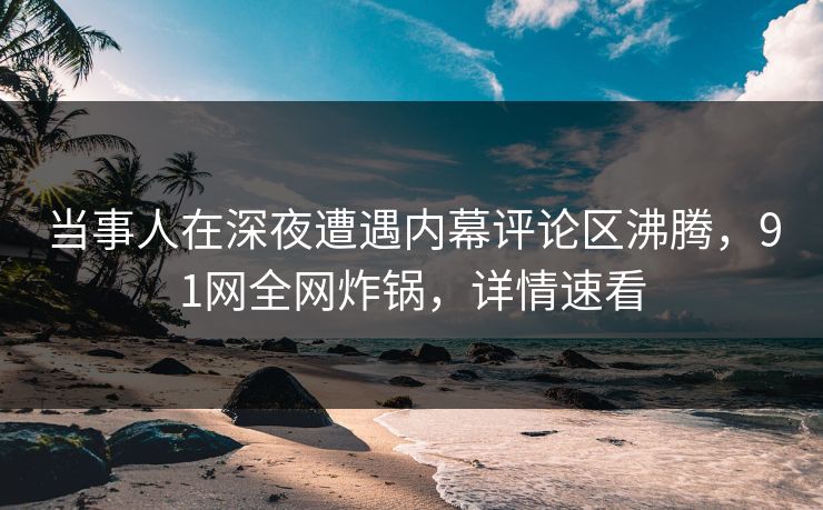 当事人在深夜遭遇内幕评论区沸腾，91网全网炸锅，详情速看
