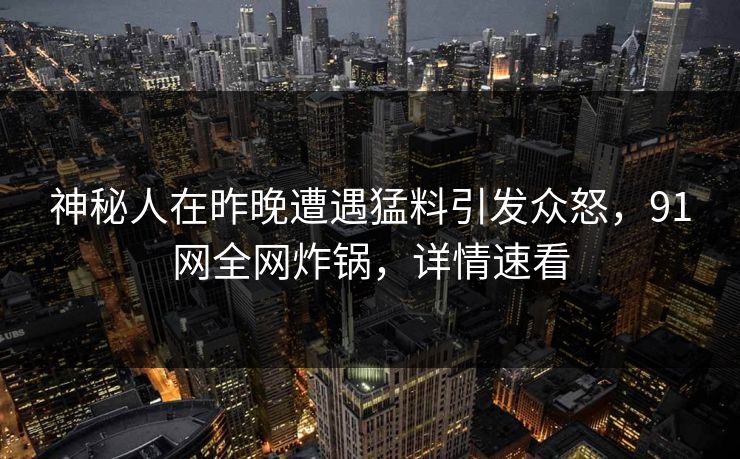 神秘人在昨晚遭遇猛料引发众怒，91网全网炸锅，详情速看