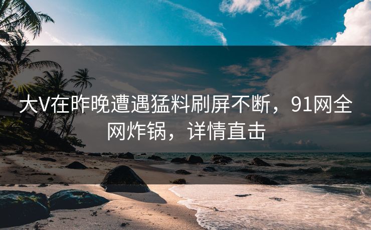 大V在昨晚遭遇猛料刷屏不断，91网全网炸锅，详情直击