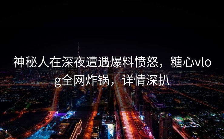 神秘人在深夜遭遇爆料愤怒，糖心vlog全网炸锅，详情深扒