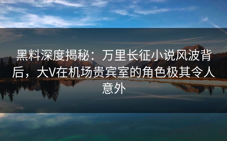 黑料深度揭秘：万里长征小说风波背后，大V在机场贵宾室的角色极其令人意外