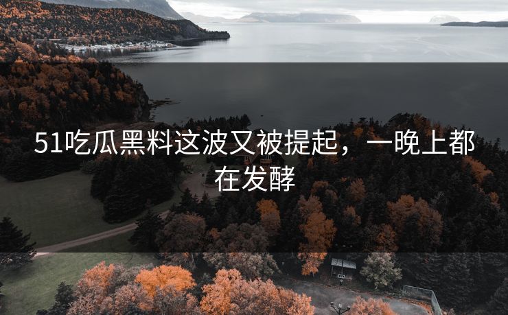 51吃瓜黑料这波又被提起，一晚上都在发酵